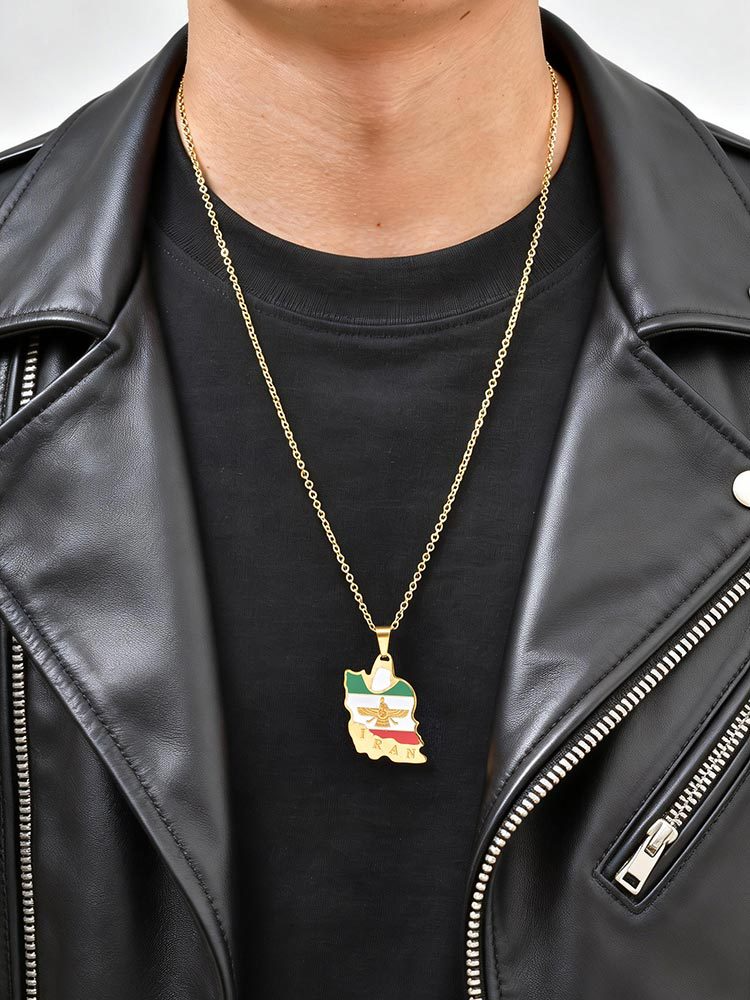 Kemstone Stainless Steel Iran Map Pendant Necklace for Men Women Gold Silver PN-2345 PN-2345