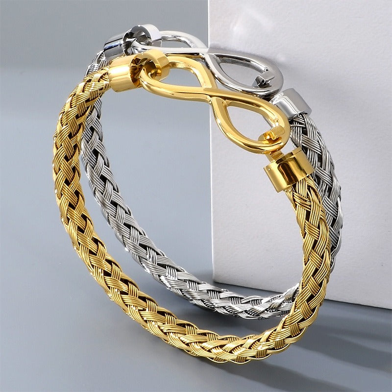 Kemstone Infinity Bracelet for Men Titanium Steel Braided Chain Gold Silver KB212143-KFC