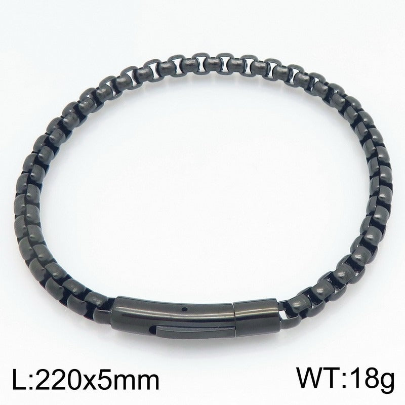 Kemstone Titanium Steel Square Bead Chain Bracelet for Men KB145394-KFC