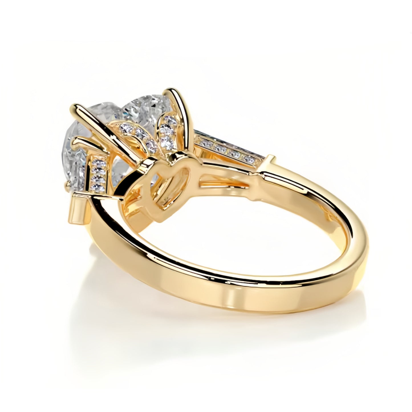 Three-Stone Moissanite Engagement Ring for Women | 2–5CT Heart, Oval, Princess, Emerald Cuts