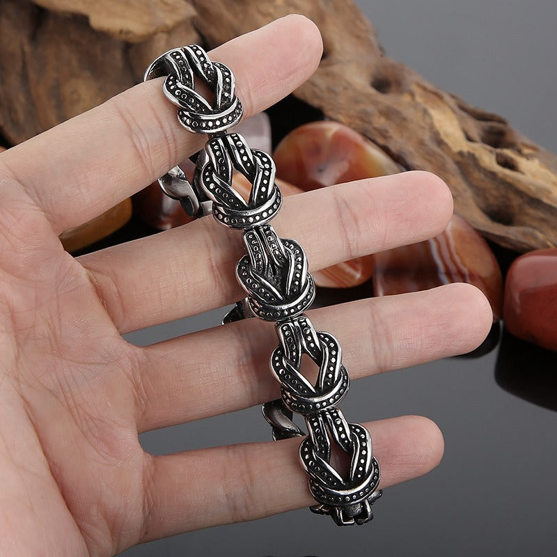 Pulsera punk Kemstone de acero y titanio negro mate - Diseño de puntos geométricos para hombre (ajustable) KB163101-KJX