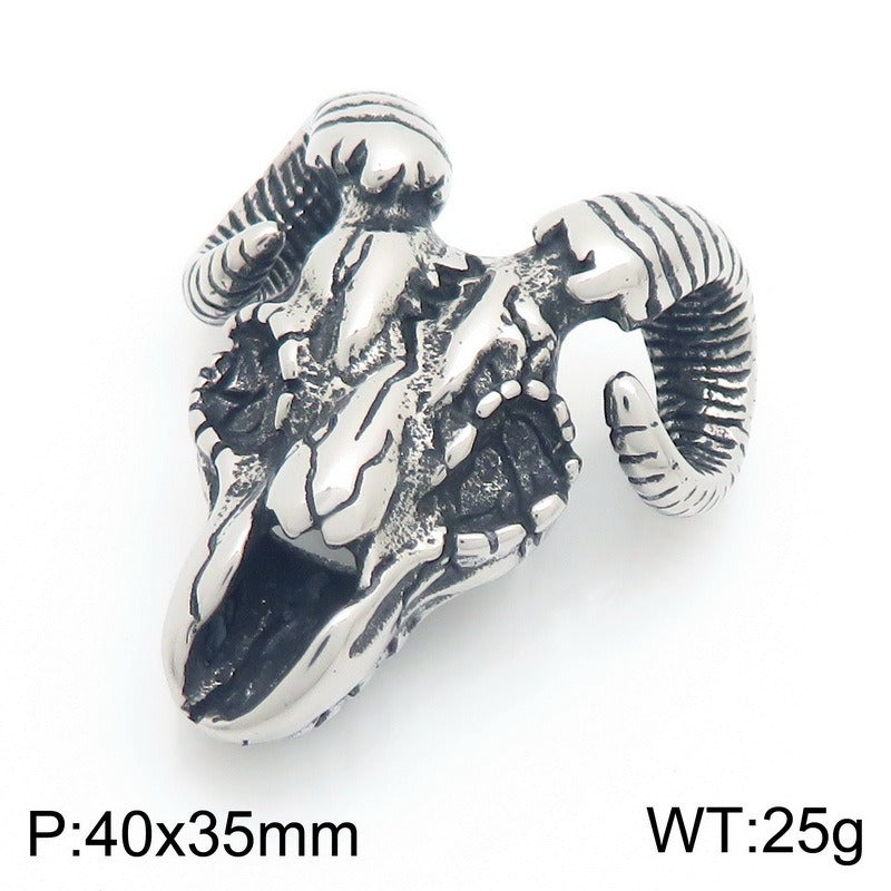 Kemstone Pendant Necklace for Men Titanium Steel Gothic Animal Pendant Snake Spider Skull Silver KP117040-LU
