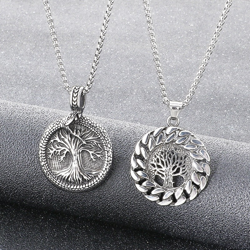 Kemstone Titanium Steel Viking Tree of Life Pendant Necklace for Men KP117703-LU