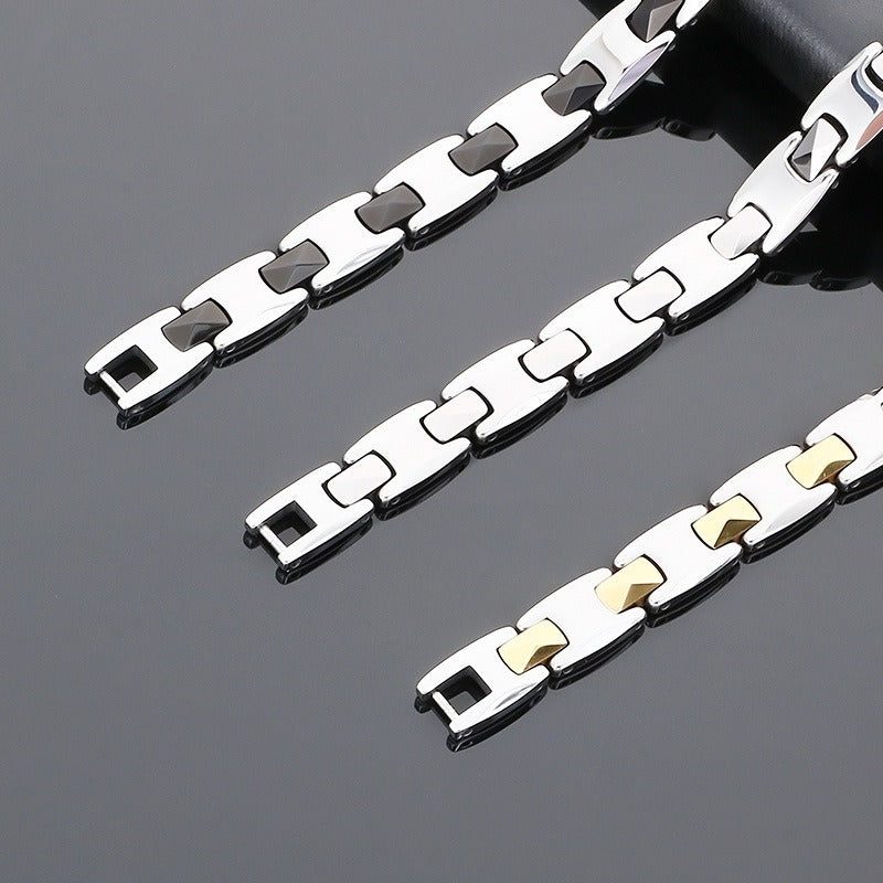 Kemstone Men’s Tungsten Steel Magnetic Germanium Bracelet – 8mm Link Chain KB208921-JI