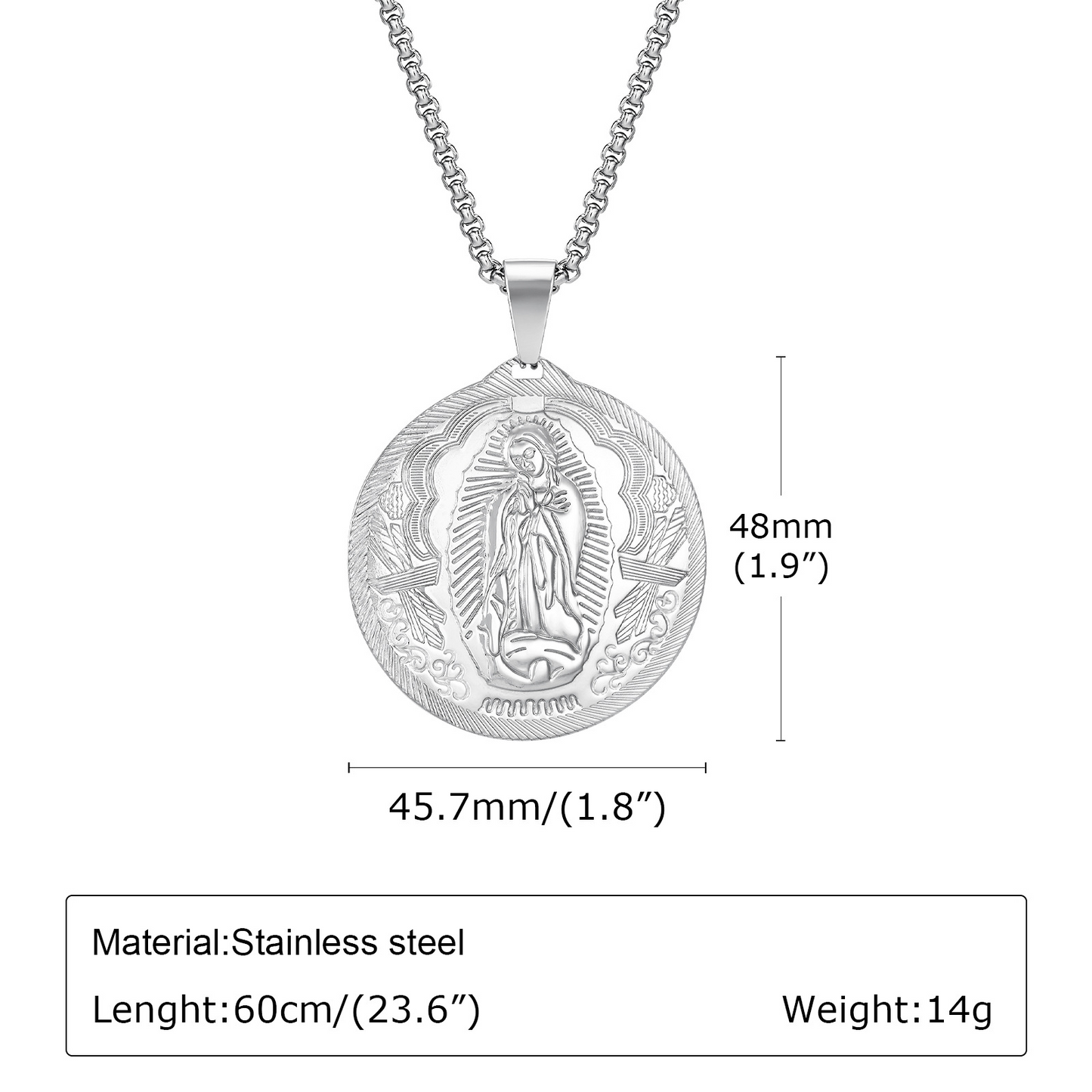 Kemstone Stainless Steel Medallion Necklace for Men Vintage Coin Pendant PN-777