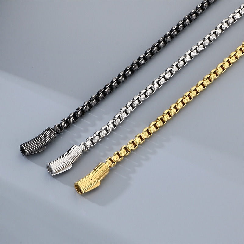 Kemstone Box Link Bracelet Titanium Steel 6mm Textured Chain for Men KB212472-ZGM