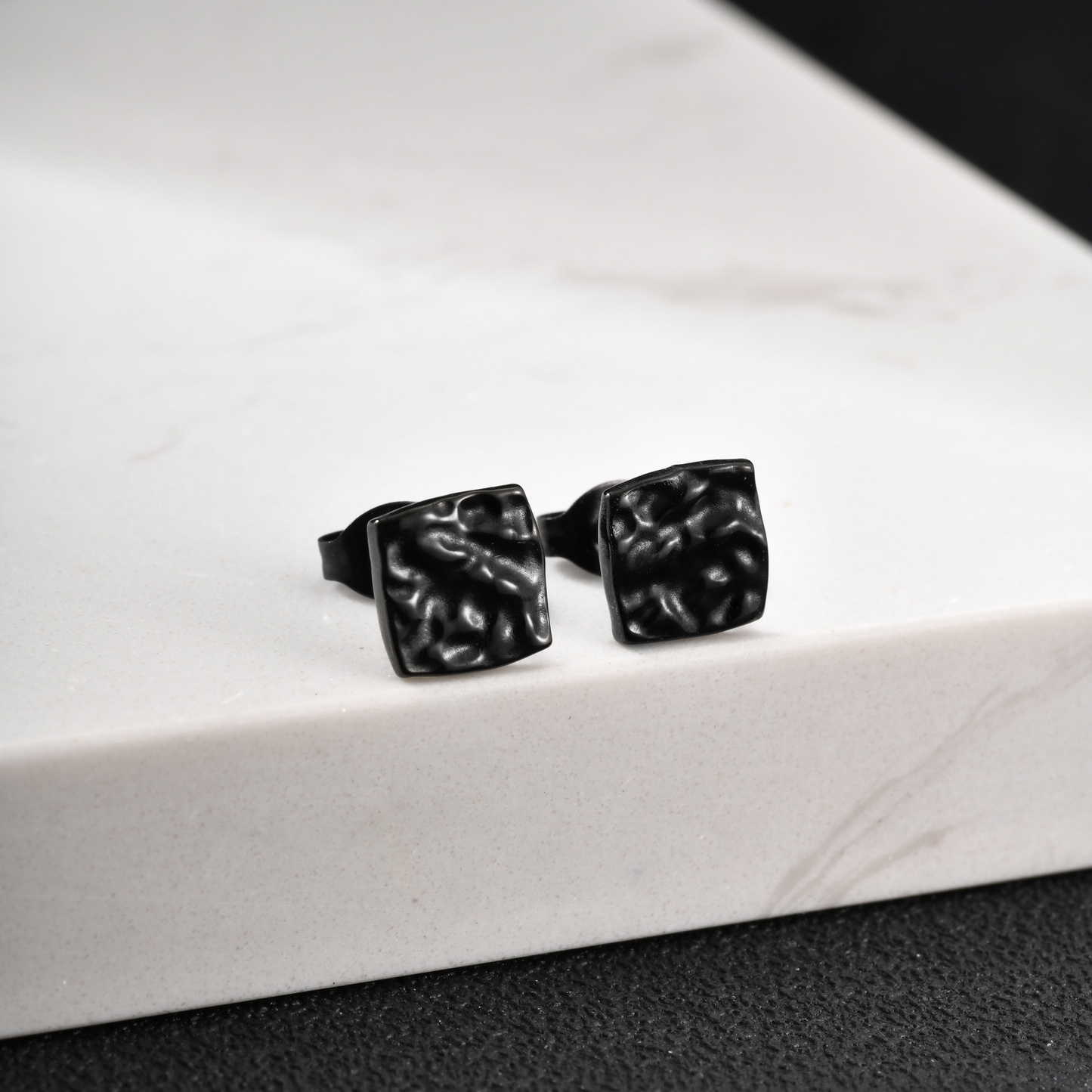 Kemstone Stainless Steel Square Textured Stud Earrings for Men ES-706