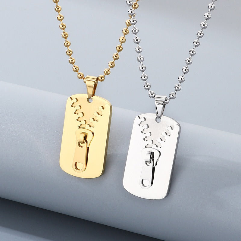 Kemstone Titanium Steel Zipper Tag Pendant Necklace for Men Women KN301415-KFC