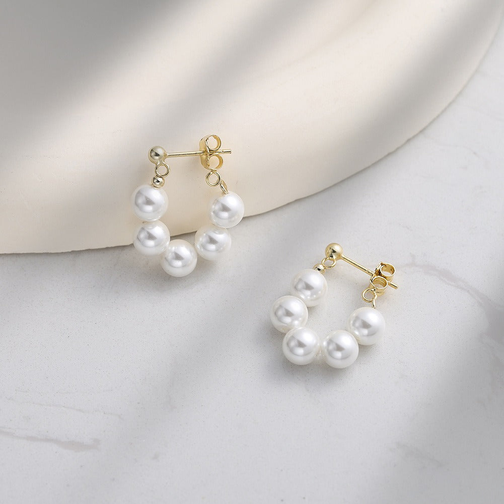 Kemstone Shell Pearl Drop Earrings for Women – 925 Sterling Silver PSE08