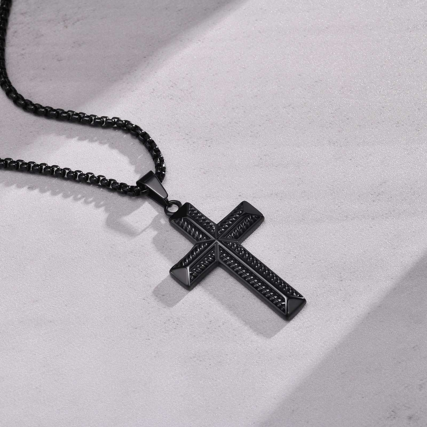 Kemstone Stainless Steel Rope Cross Pendant Necklace for Men PN-1868