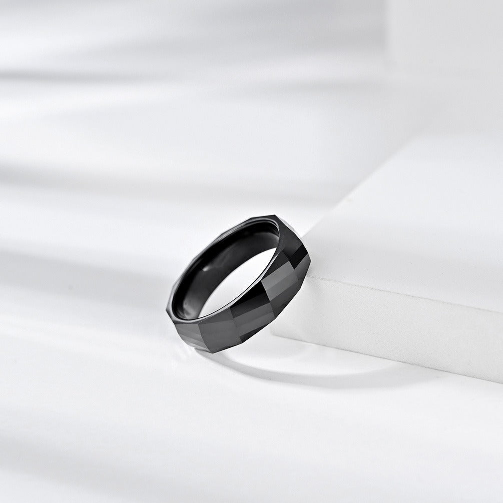 Kemstone Ceramic Ring – Faceted Geometric Design Jewelry for Men & Women K-R448