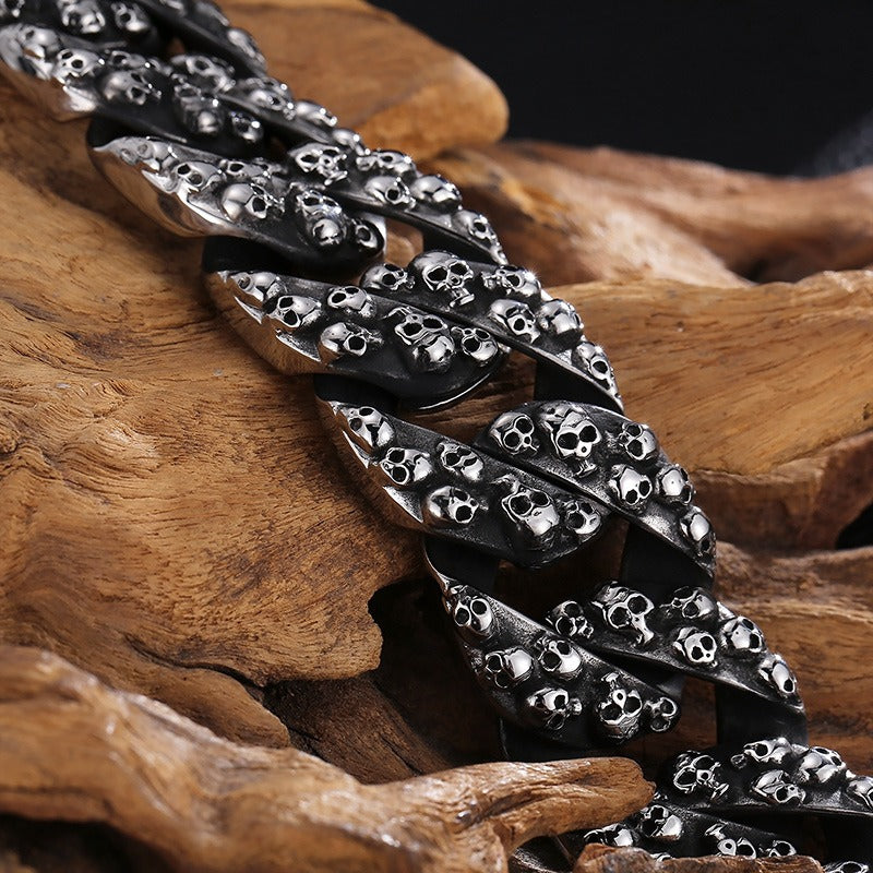 Kemstone Titanium Steel Skull Chain Bracelet for Men Punk Style KB149862-KJX