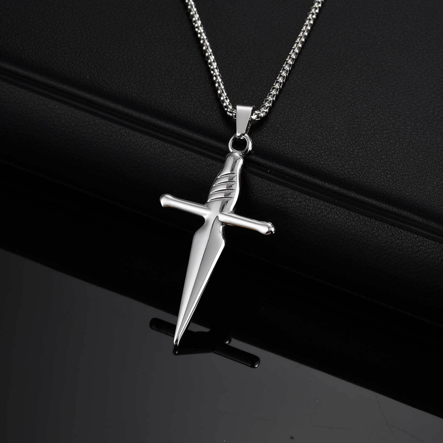 Kemstone Stainless Steel Cross Pendant Necklace for Men,SilverPN-2184