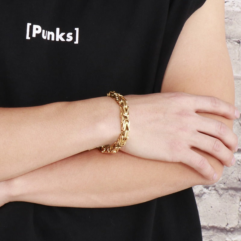 Kemstone Titanium Steel V-Link Chain Bracelet – Byzantine Hip Hop Style KB152638-KFC