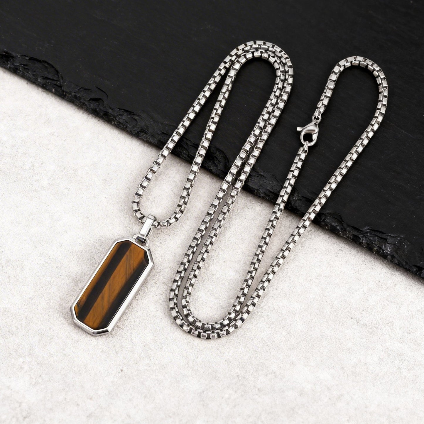 Men’s Stainless Steel Necklace – Geometric Minimalist Pendant PN-1858