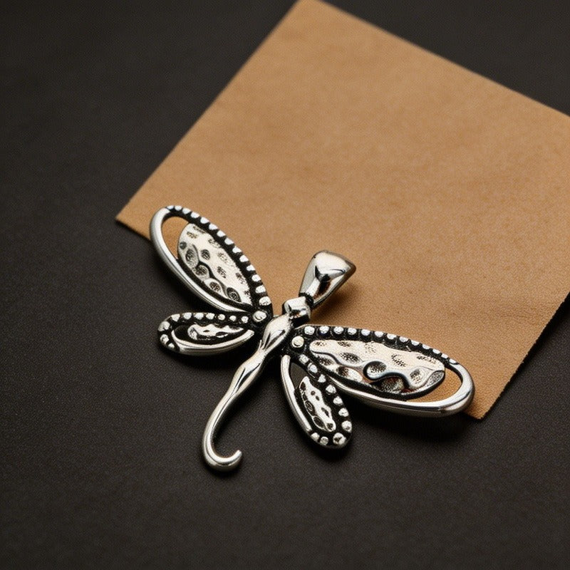 Kemstone Stainless Steel Dragonfly Winged Figure Pendant Necklace for Men Gothic K-PT668