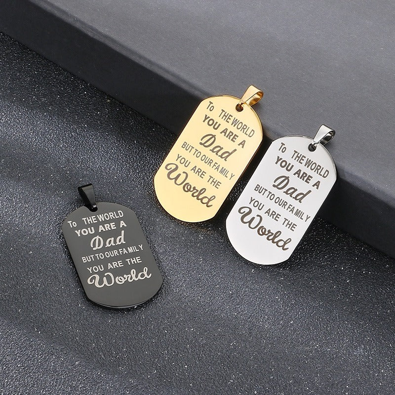 Kemstone Titanium Steel Dad Message Tag Necklace – Father’s Day Gift KP100218-Z