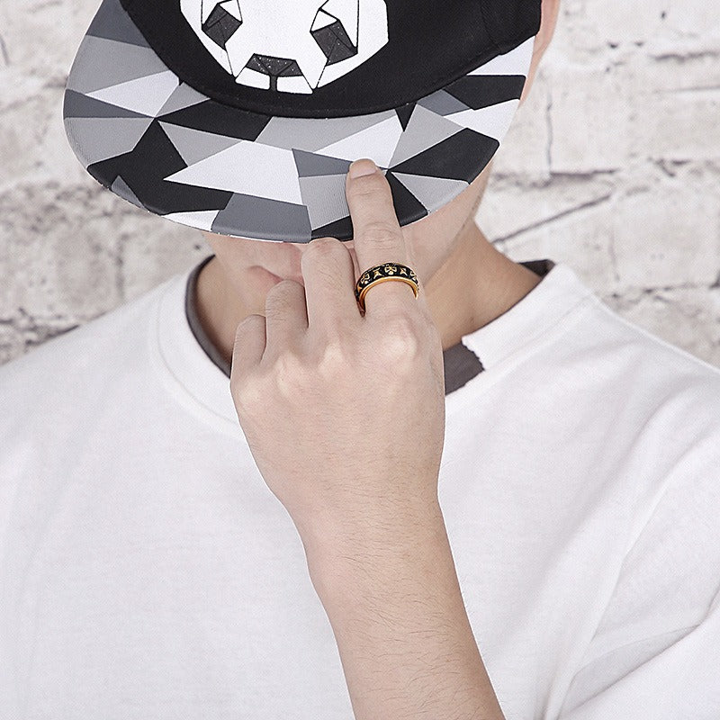 Kemstone Titanium Steel Skull Ring for Men – Punk Style, Silver & Gold KR101536-KFC