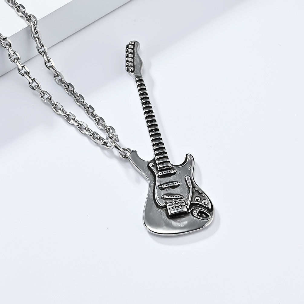 Kemstone Electric Guitar Pendant Necklace for Men Stainless Steel Two Tone Accent K-PT543