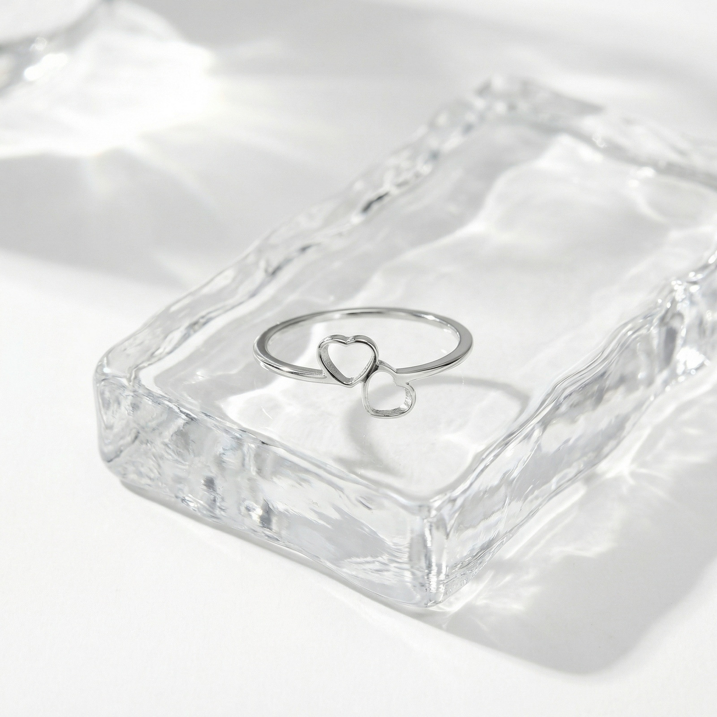 Kemstone Stainless Steel Heart-Shaped Couples Ring RC-1100