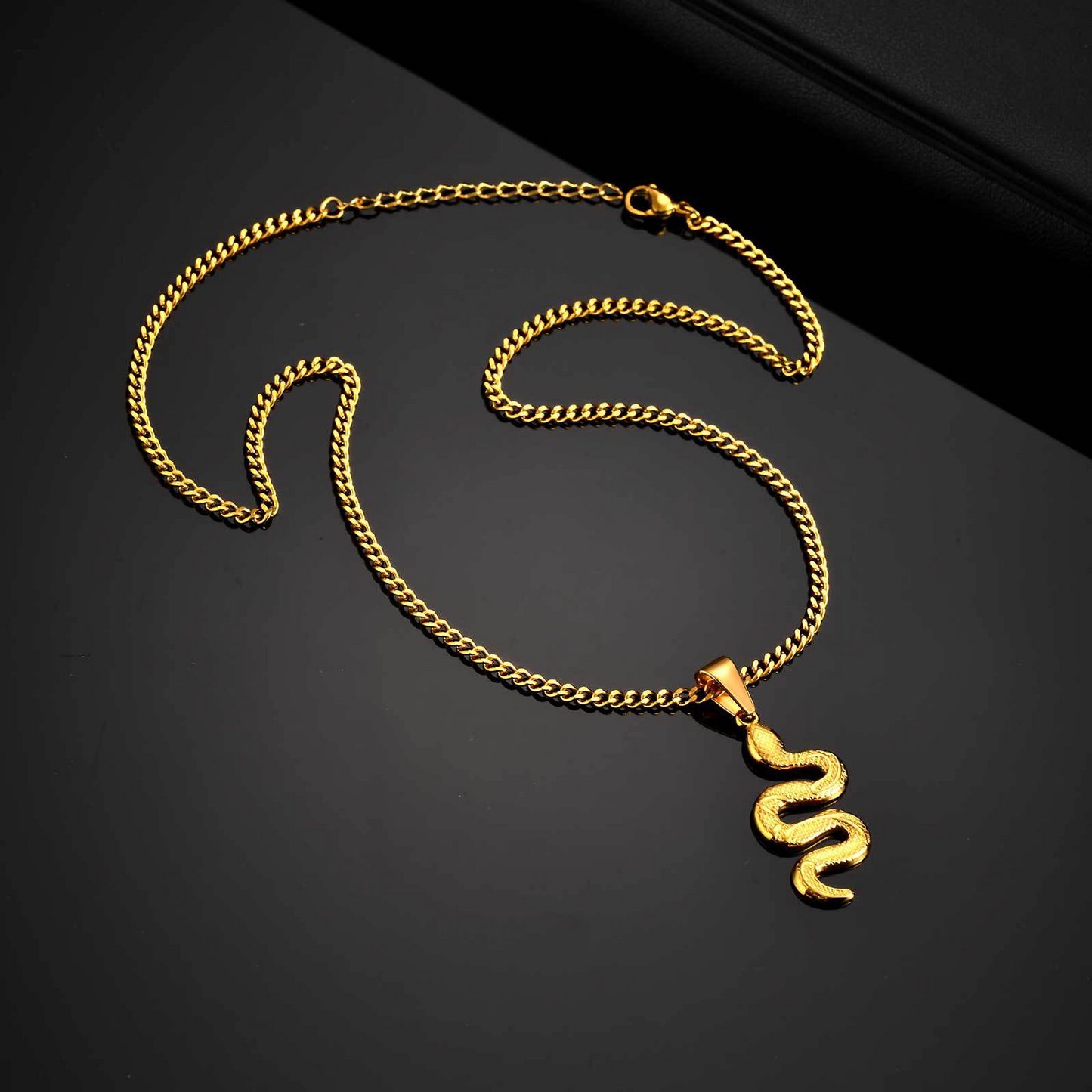 Kemstone Stainless Steel Snake Pendant Necklace – Hip Hop Street Style Chain for Men NC-2221