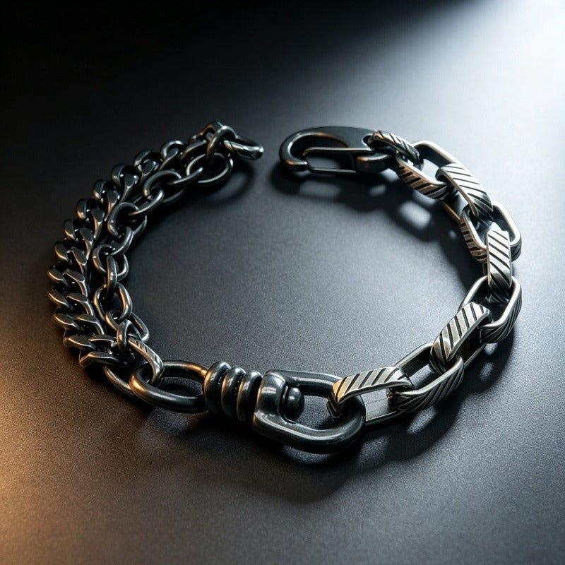 Kemstone Mixed Cuban Link Bracelet for Men Titanium Steel KB146302-KLHQ