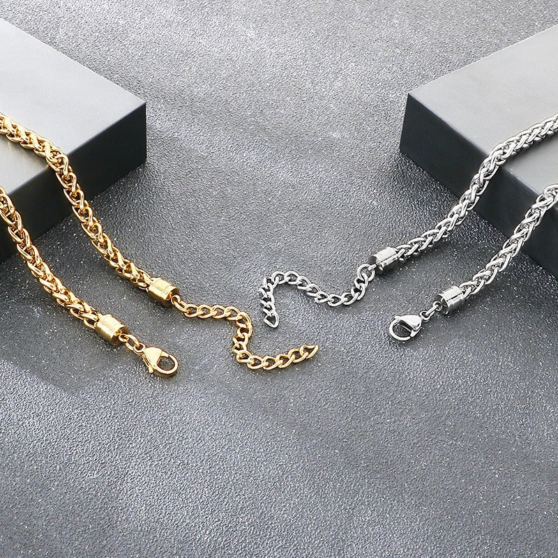 Kemstone Titanium Steel Figaro Chain Necklace for Men Alternating Link Chain KN298678-KJX