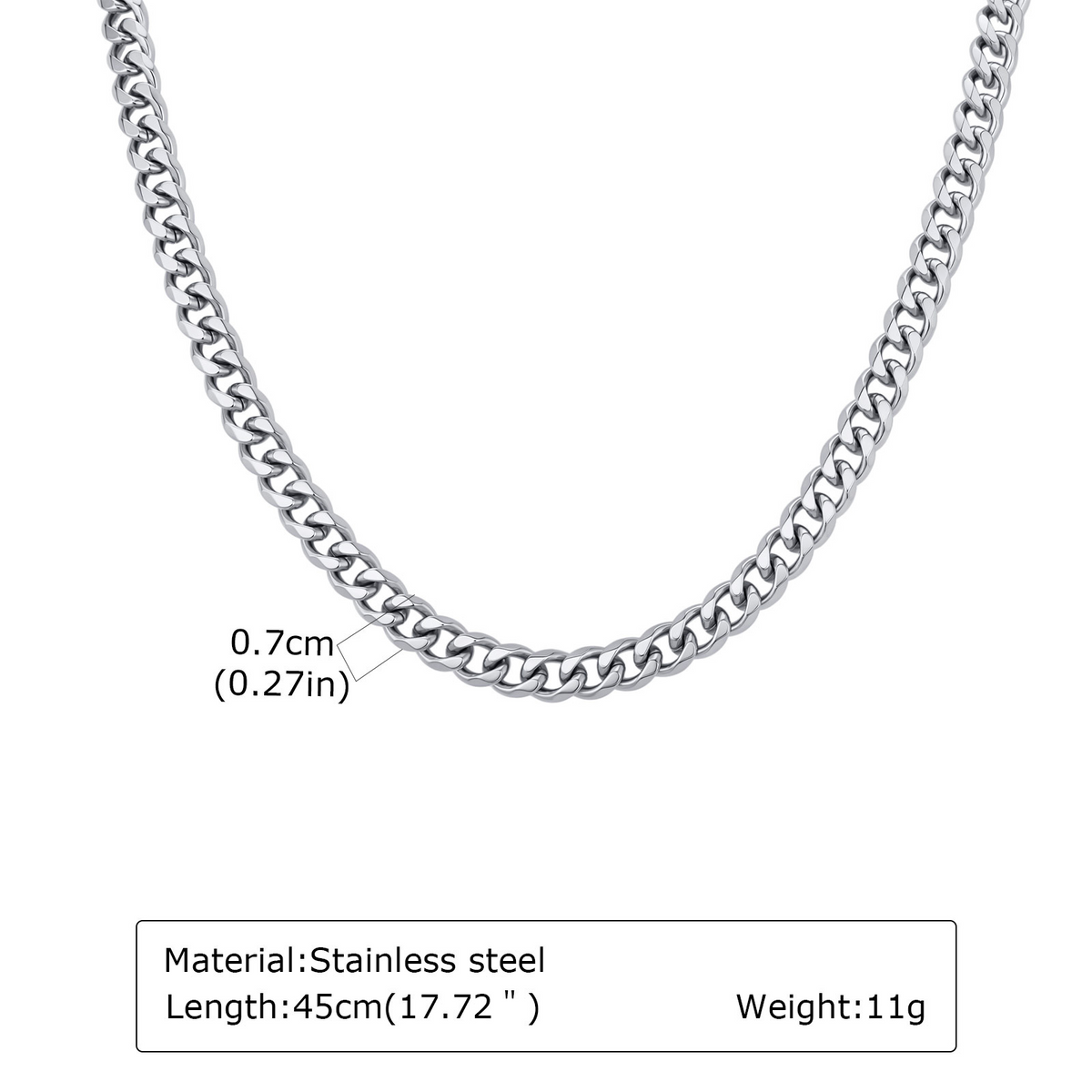 Kemstone Stainless Steel Faceted Curb Chain Necklace for Men NC-2607