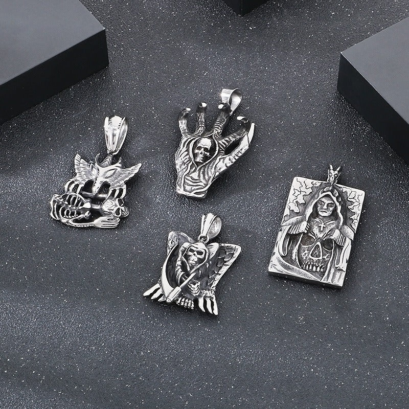 Kemstone Skull Pendant Necklace for Men Titanium Steel Vintage Claw Detail Relief KP48370-BD