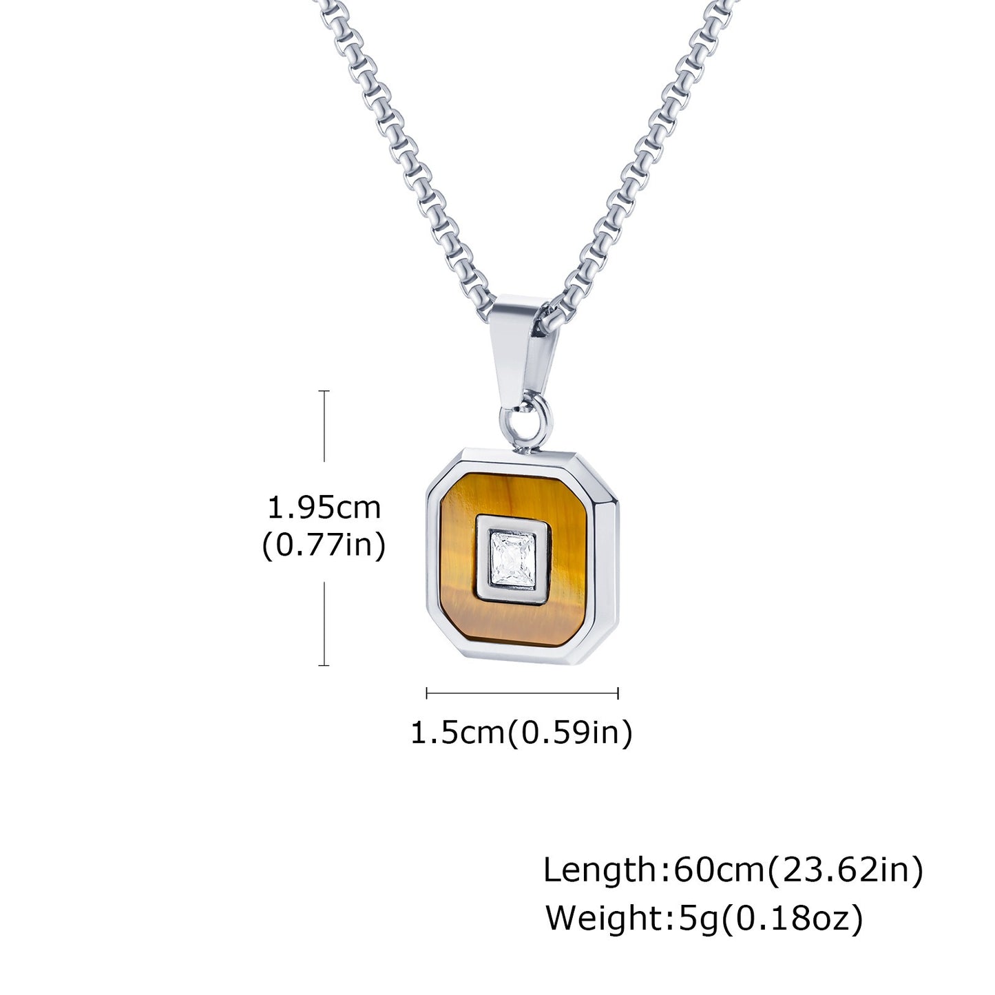 Kemstone Men’s Stainless Steel Lapis Lazuli Cubic Zirconia Pendant Necklace – Gold Silver Black PN-2074