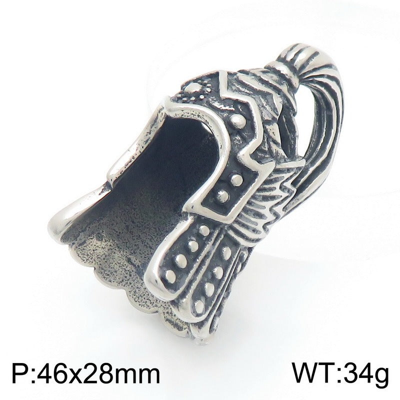 Kemstone Skull Pendant Necklace Titanium Steel Viking Helmet Design for Men Silver KP117049-LU