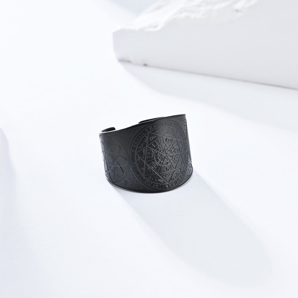 Kemstone Stainless Steel Vintage Adjustable Ring – Men’s Statement Band K-R7800