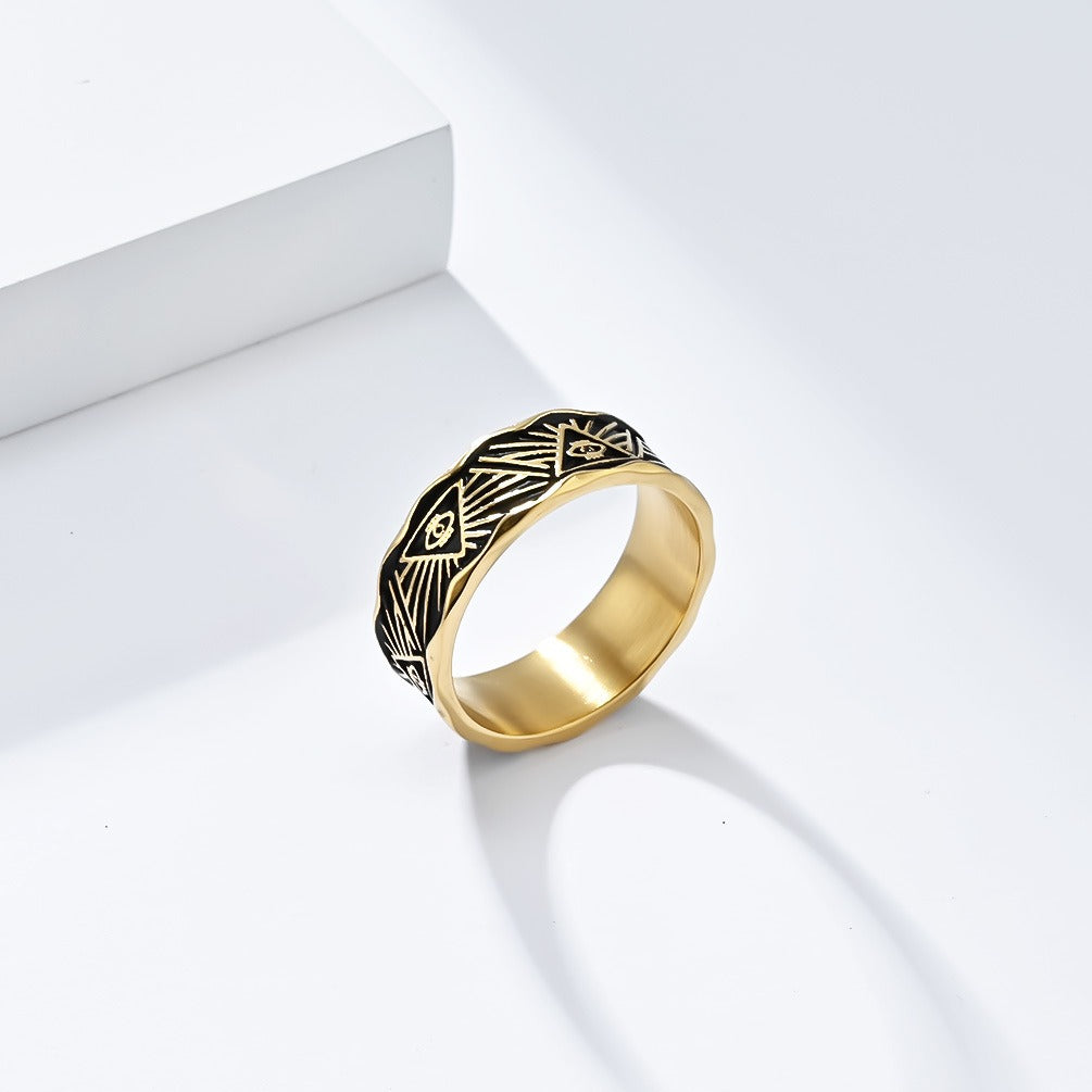 Kemstone Stainless Steel Horus Eye Ring for Men K-R820