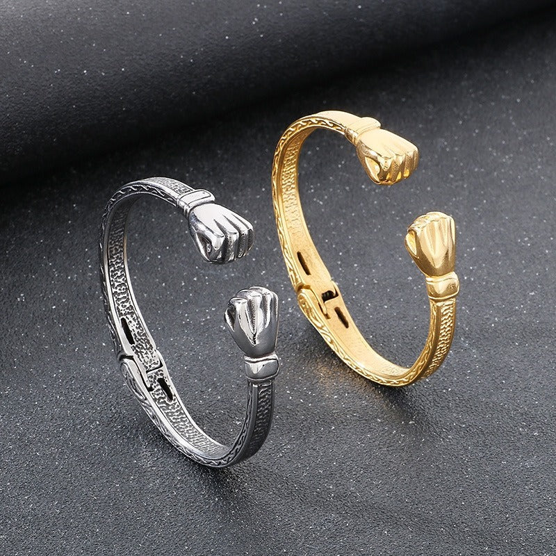 Kemstone Titanium Steel Boxing Fist Cuff Bracelet for Men – Vintage Power KB184795-KJX
