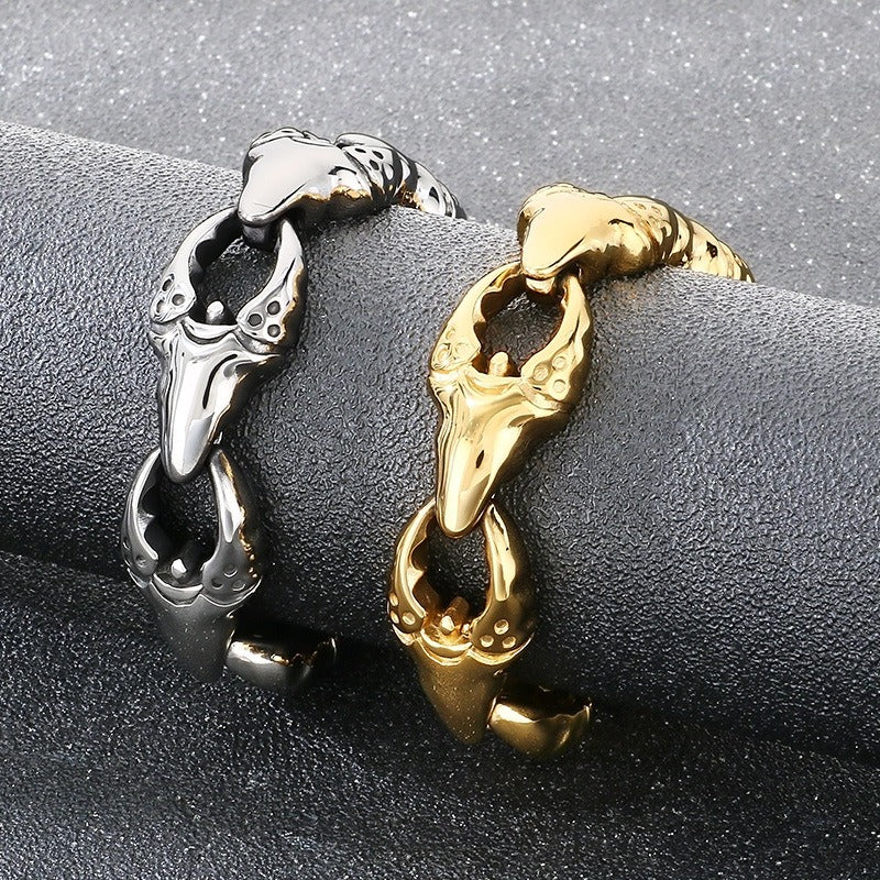 Kemstone Titanium Steel Crab Claw Bracelet for Men – Heavy Chain Punk Style KB205186-KJX