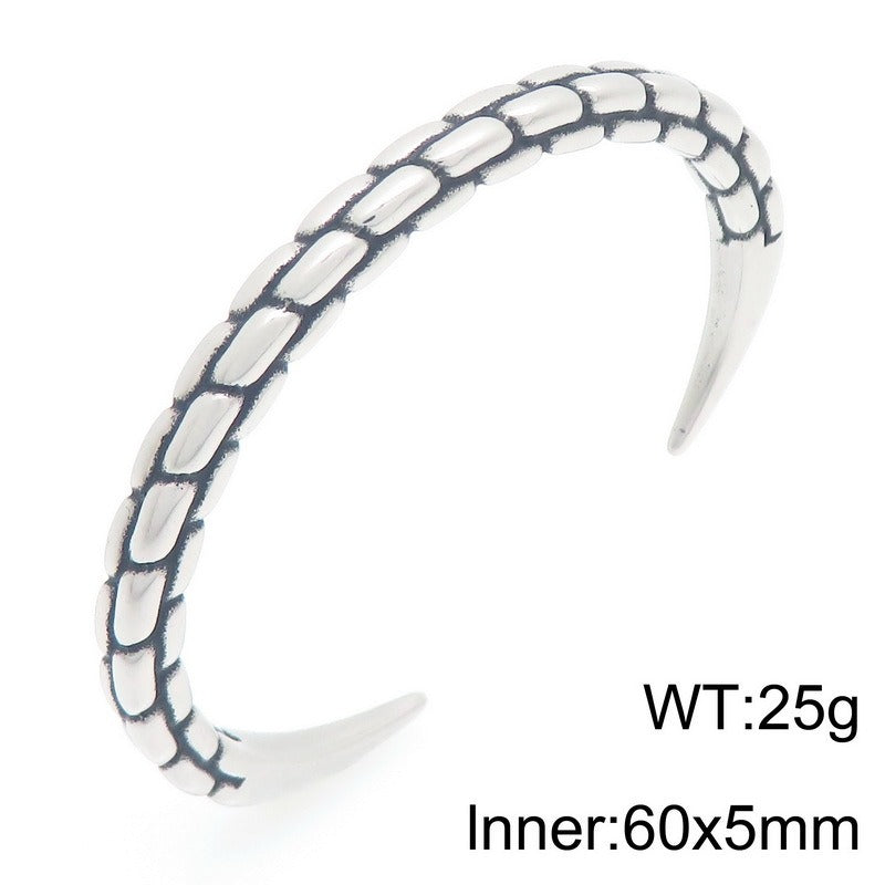 Kemstone Titanium Steel Twisted Braided Cuff Bracelet Vintage Open Bangle for Men KB209299-LU