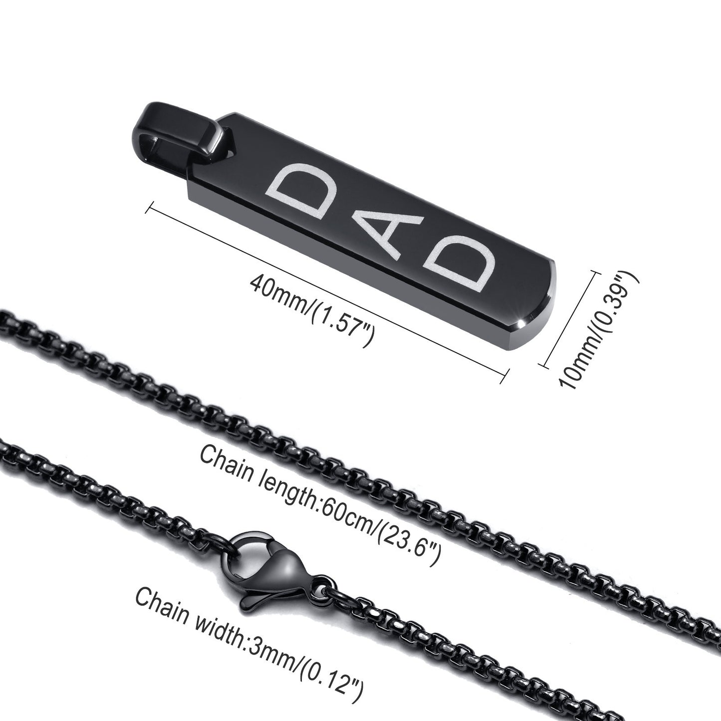 Collar con colgante de barra geométrica minimalista de acero inoxidable personalizable Kemstone - Joyería unisex personalizada para uso diario y regalos PN-1676
