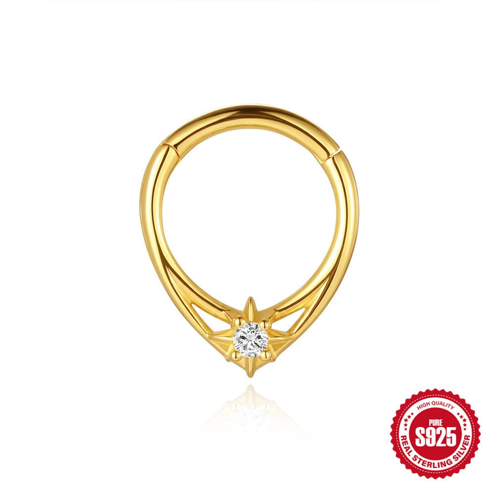 Kemstone S925 Sterling Silver Deer Antler Cartilage Hoop for Women Cubic Zirconia 60266661344C