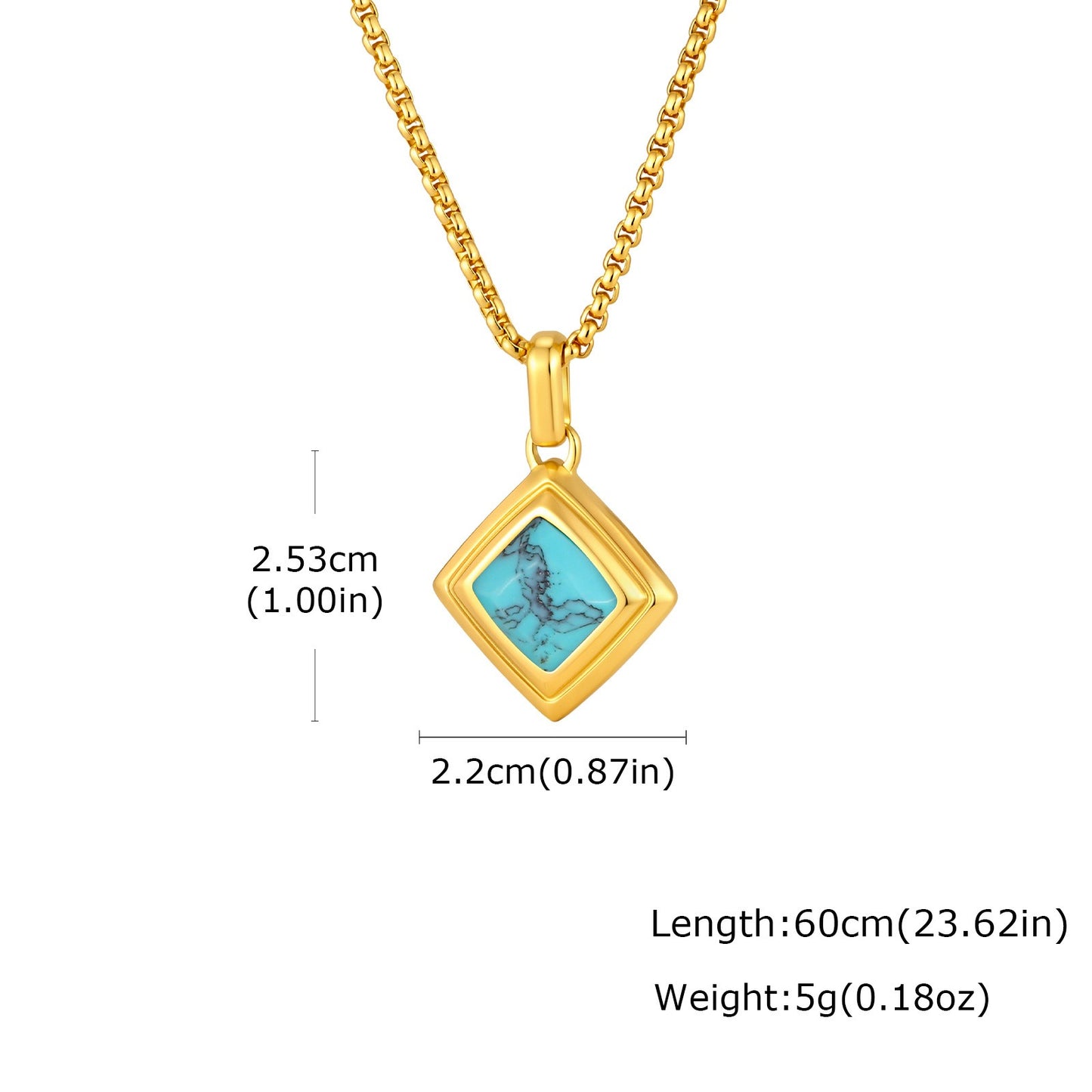 Kemston Tiger Eye Square Pendant Necklace for Men Stainless Steel Geometric Stone Design PN-2436