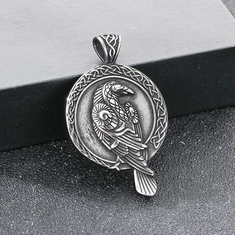 Kemstone Titanium Steel Viking Rune Disc Pendant Necklace for Men KP117021-LU