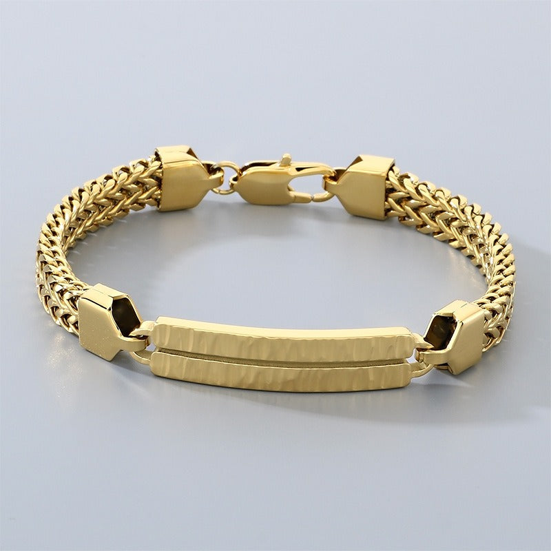 Kemstone Titanium Steel Dragonbone Chain Bracelet for Men – Vintage Bar Clasp Design K-B211234-KFC