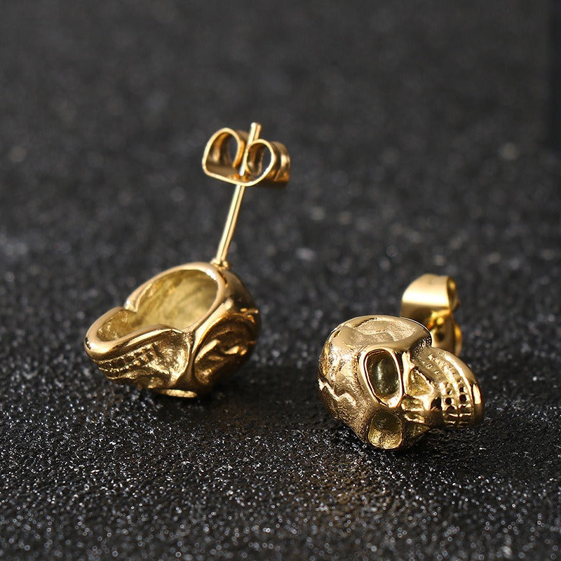 Kemstone Men’s Stainless Steel Skull Stud Earrings – Gothic Punk Style KE117706-KJX