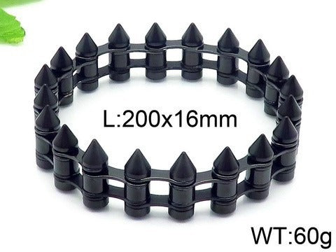 Kemstone Bullet Spike Bracelet – Stainless Steel Rugged Biker Men’s Jewelry KB149758