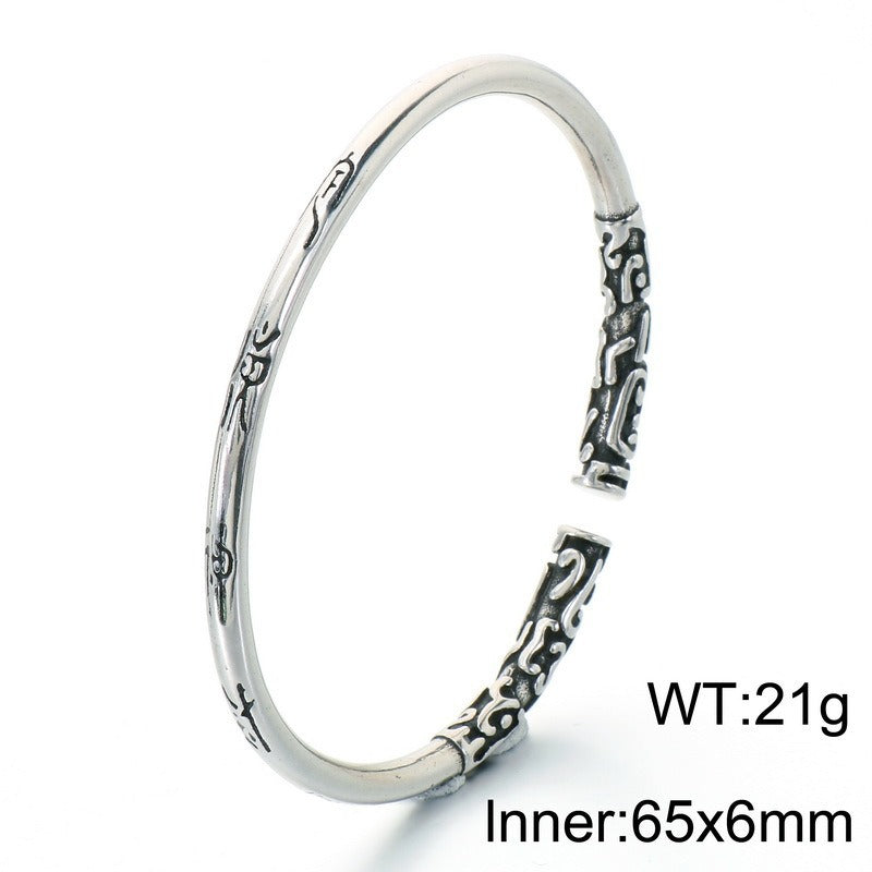 Kemstone Titanium Steel Snake Cuff Bracelet for Men Vintage Scale Design KB214265-LU