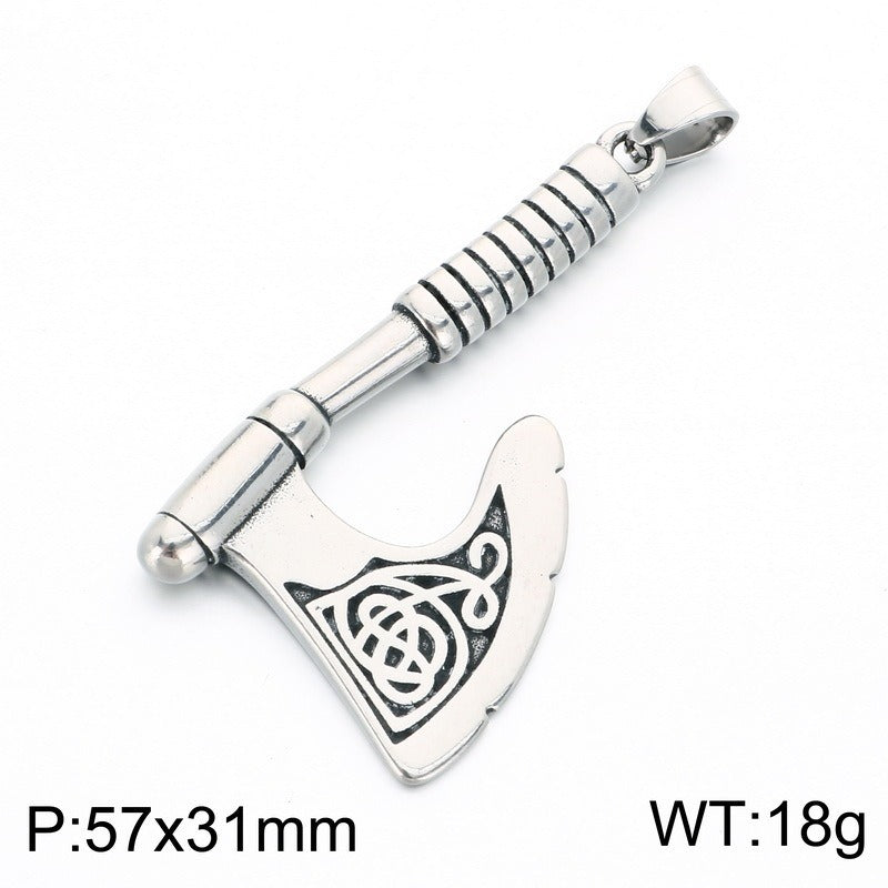 Kemston Stainless Steel Viking Axe Pendant Necklace for Men Gothic KP118608-LU