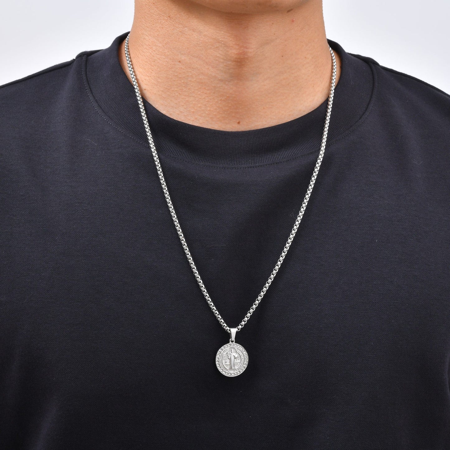 Kemstone Figure Relief Medallion Necklace for Men Stainless Steel Vintage PN-2426