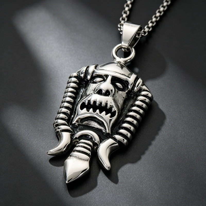 Kemstone Stainless Steel Gothic Joker Mask Pendant Necklace for Men KP118521-LU