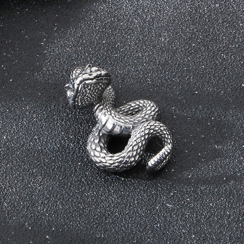 Colgante de serpiente gótica oscura Kemstone - Collar punk de acero inoxidable negro mate forjado a mano para hombre KP130519-TGX