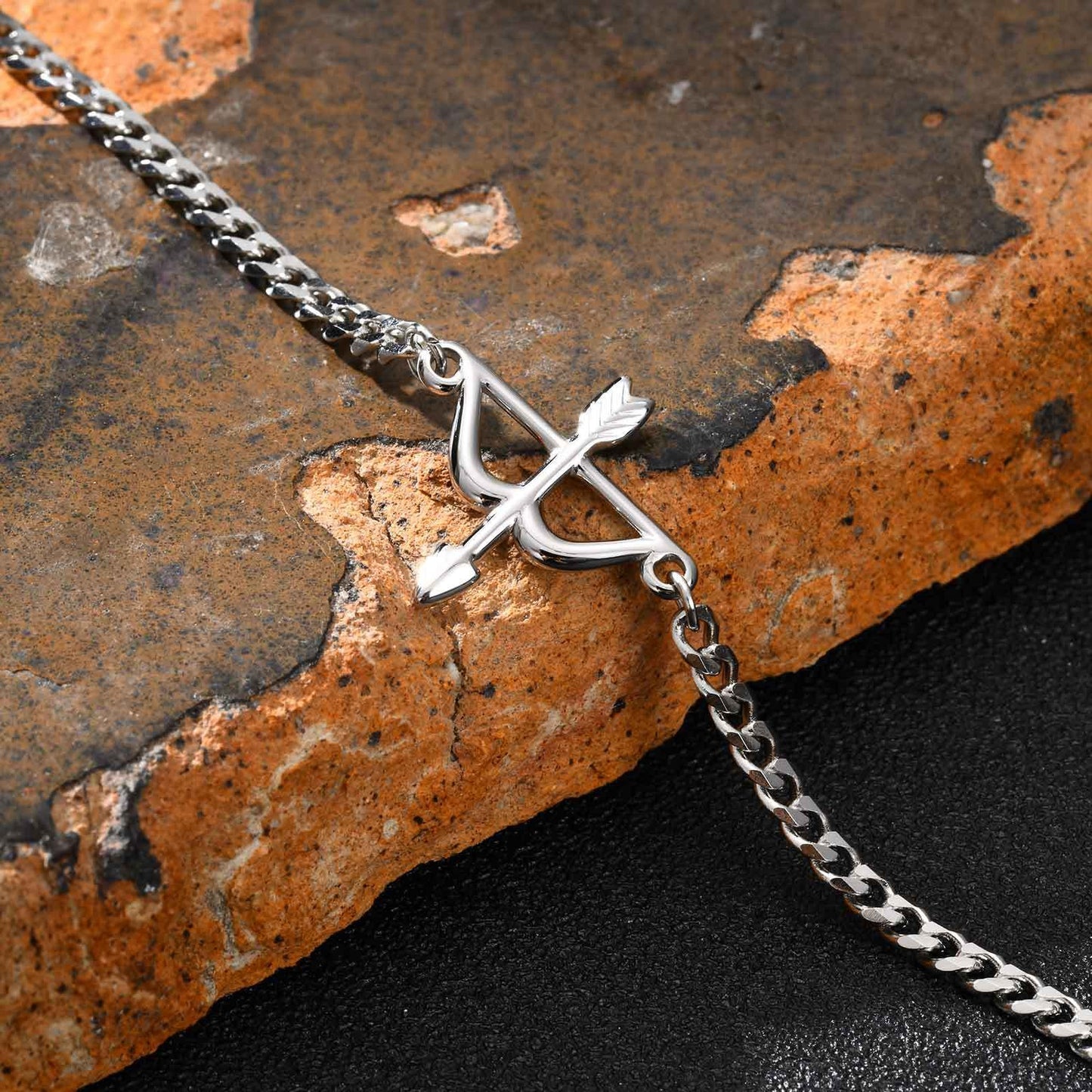 Kemstone Archer Bracelet – Stainless Steel Bow & Arrow Chain Jewelry for Men & Women BR-2621