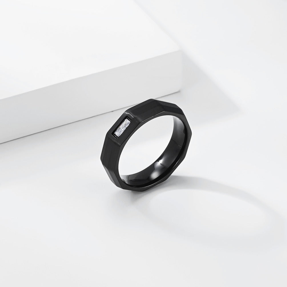 Kemstone Geometric Faceted Stainless Steel Ring for Men Women K-R1131